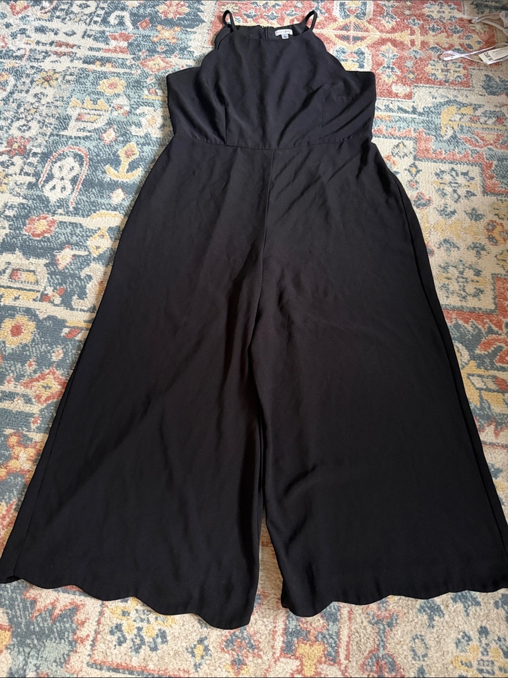 Gorgeous Comfortable Maison Jules Black Wide-Leg Scalloped Hem Jumpsuit